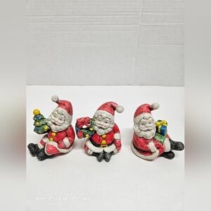 Three Ceramic  Santas